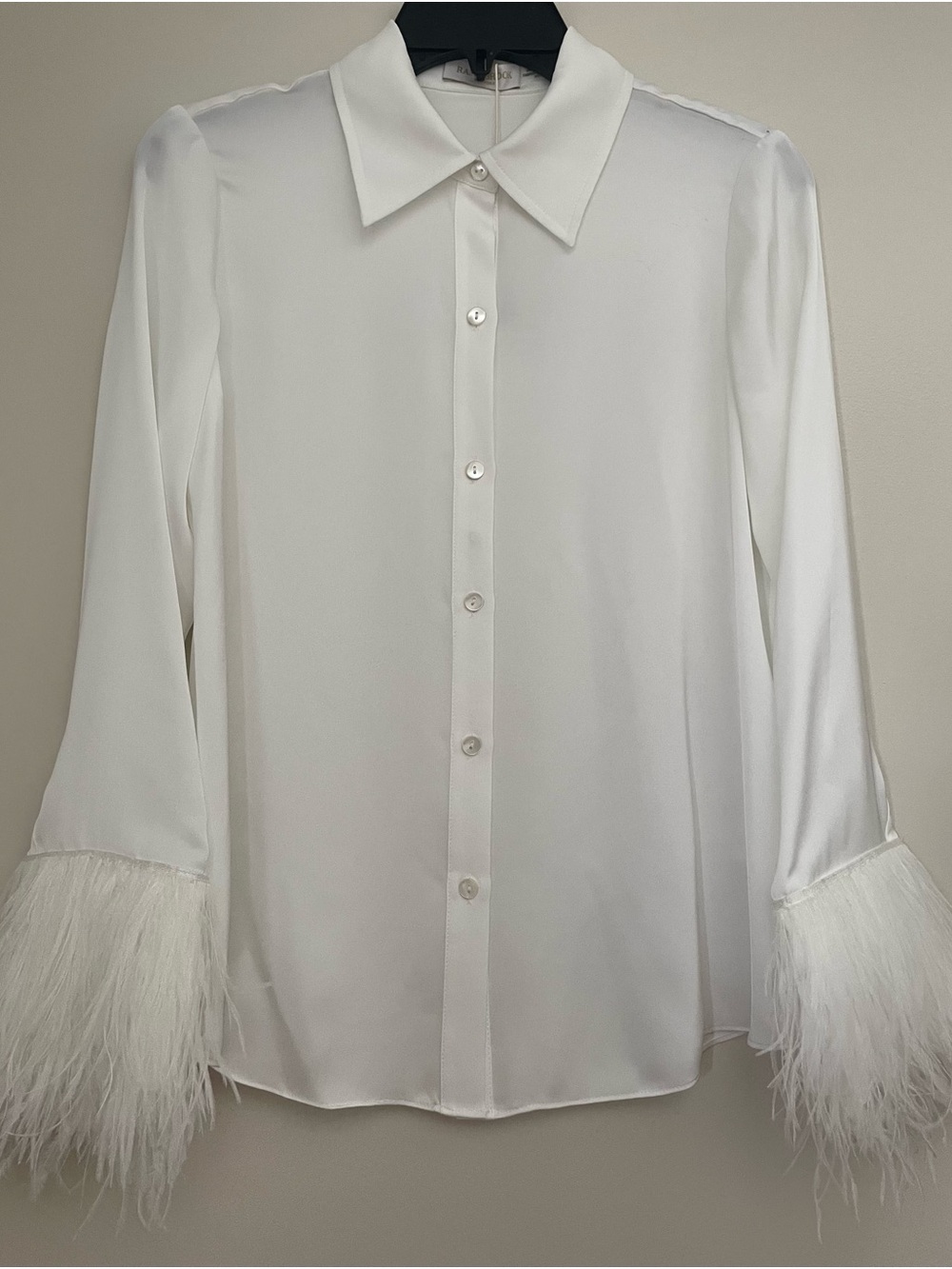 RAMY BROOK 
Alara
Ivory 
Feather Cuff 
Button-Down Blouse 
XS 
NWT